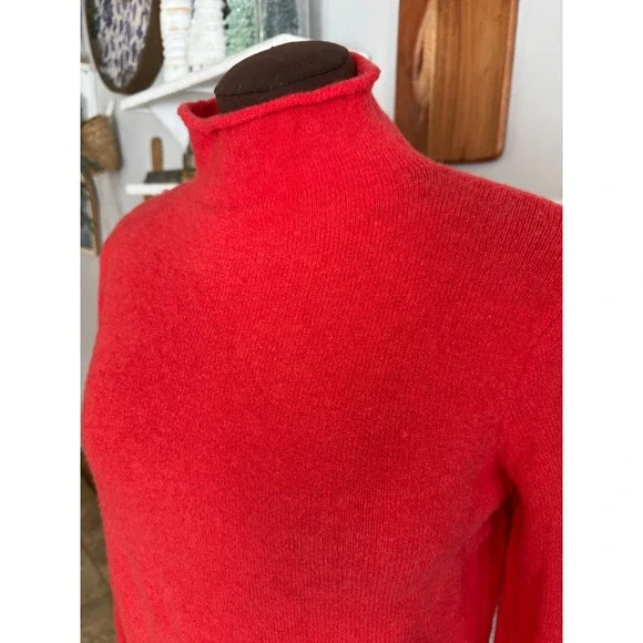 Madewell Red Merino Wool Alpaca Blend Mock Neck Turtleneck Sweater Medium - Picture 2 of 9